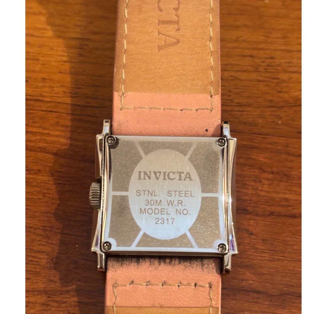 Invicta 2317 Womens Square Pink Dial Stainless Steel Leather Watch - Picture 4 of 9